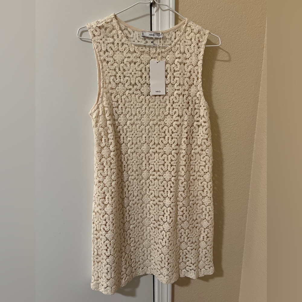 Mango Cream Lace Mini Dress